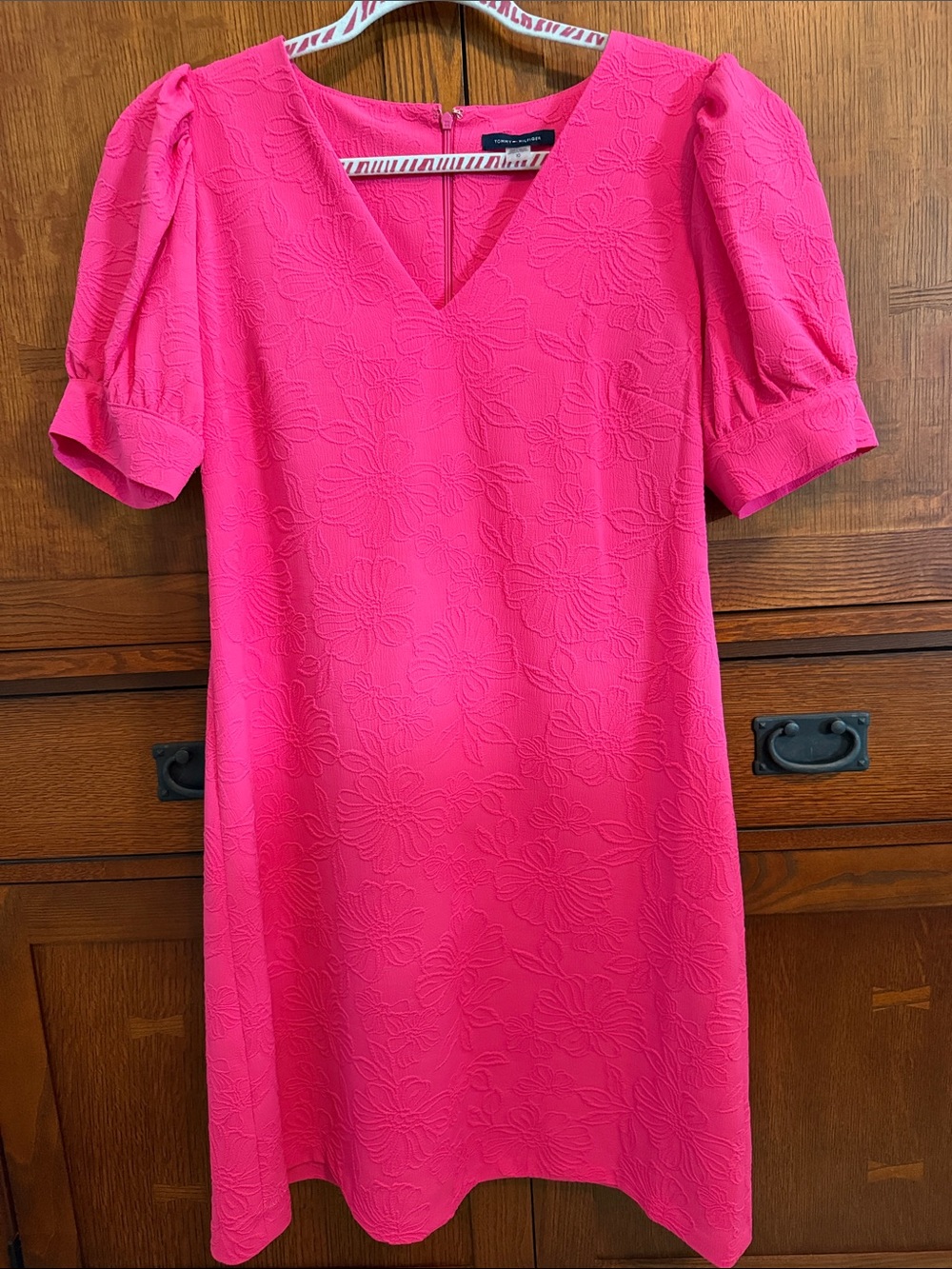 Tommy Hilfiger Women's Bright Pink Floral Textured Dress